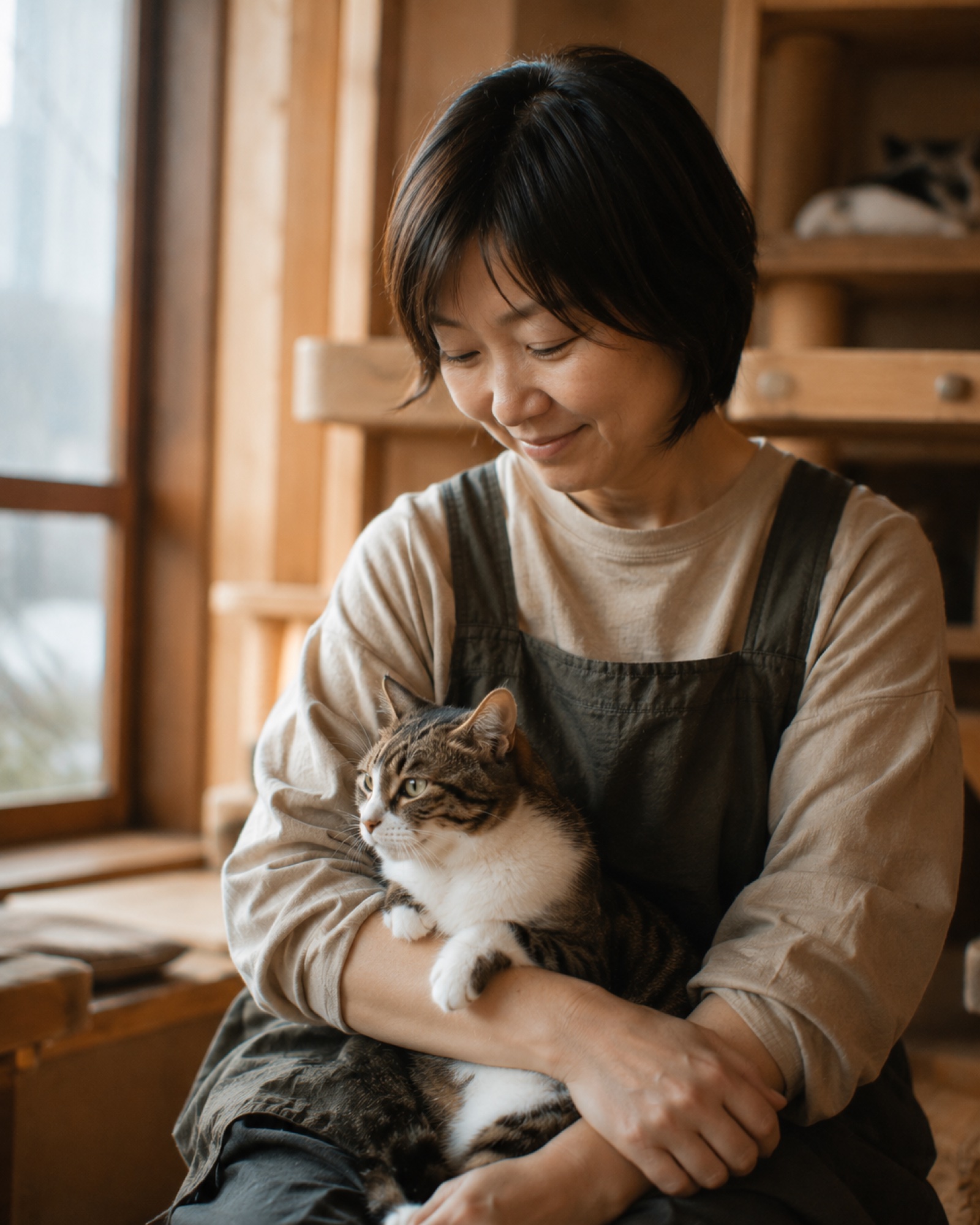 猫をやさしく抱く、cozy代表のずっぴー